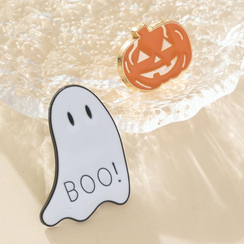2pcs Ghost Pumpkin Halloween Party Brooch For Men