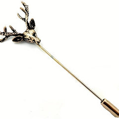 Retro Deer Head Brooch Men's Small Suit Inserted Long Needle Style