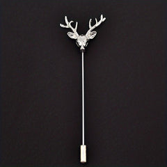 Retro Deer Head Brooch Men's Small Suit Inserted Long Needle Style