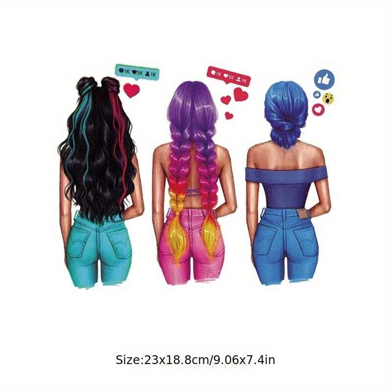 Social Woman Patches Heat Transfer DIY Vinyl Tops Patches Iron T Shirt