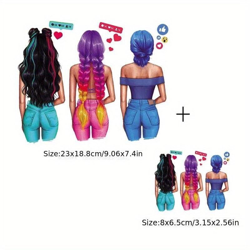 Social Woman Patches Heat Transfer DIY Vinyl Tops Patches Iron T Shirt