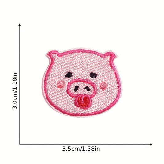 9pcs Pink Piglet Iron On Patches For Girls Sew On Embroidered Applique