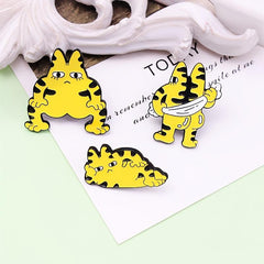 Cartoon Yellow Long Eared Cat Striped Tiger Brooch