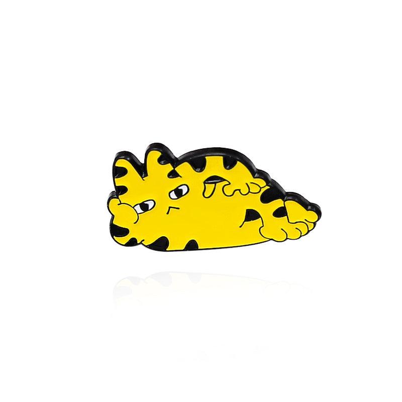 Cartoon Yellow Long Eared Cat Striped Tiger Brooch