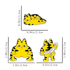 Cartoon Yellow Long Eared Cat Striped Tiger Brooch