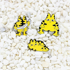 Cartoon Yellow Long Eared Cat Striped Tiger Brooch