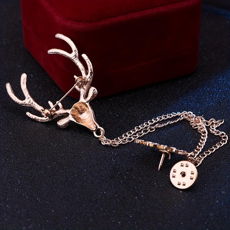 Reindeer Rhinestone Brooch All match Clothing Decoration