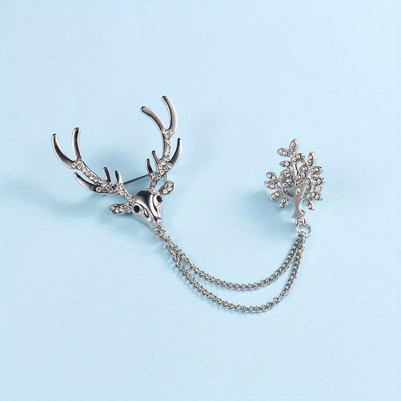 Reindeer Rhinestone Brooch All match Clothing Decoration