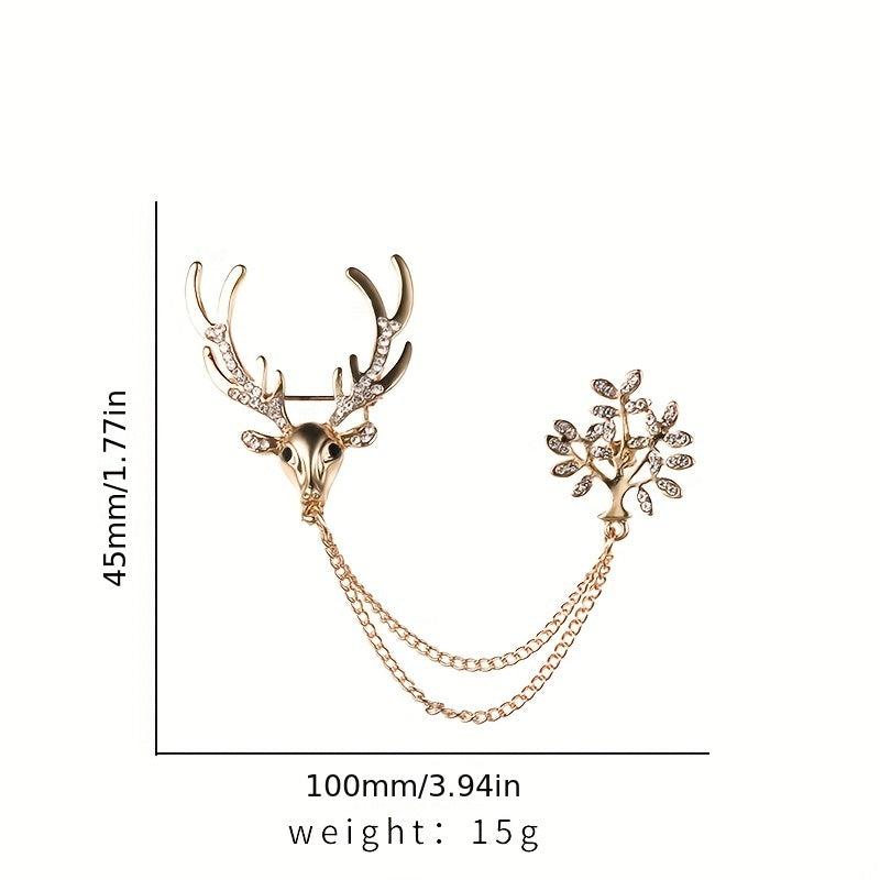 Reindeer Rhinestone Brooch All match Clothing Decoration