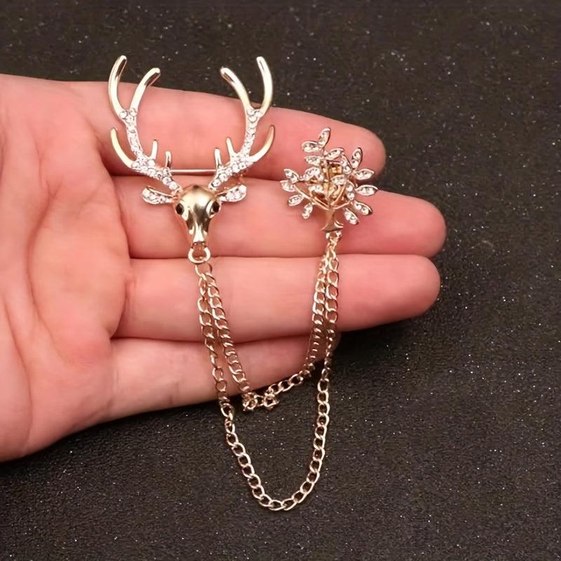 Reindeer Rhinestone Brooch All match Clothing Decoration