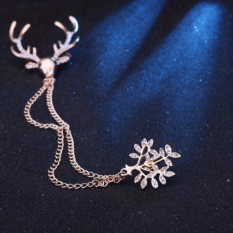 Reindeer Rhinestone Brooch All match Clothing Decoration