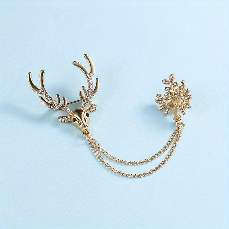 Reindeer Rhinestone Brooch All match Clothing Decoration