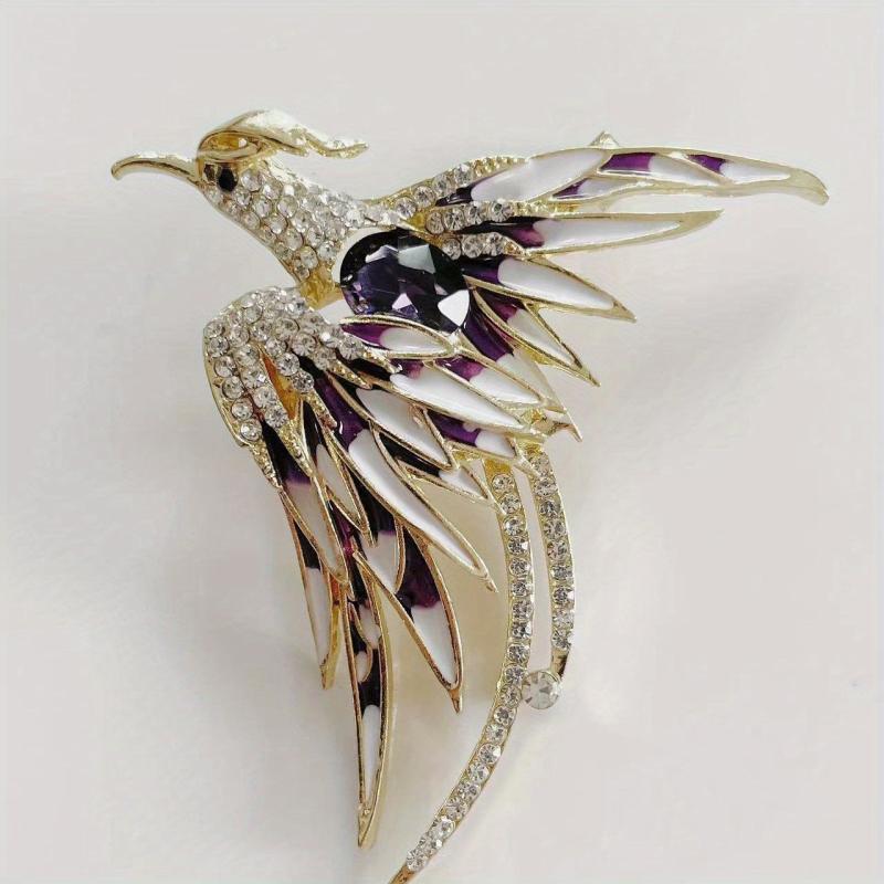 Phoenix Brooch For Men Rhinestone Phoenix Long Tail Pin