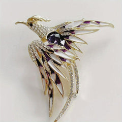 Phoenix Brooch For Men Rhinestone Phoenix Long Tail Pin