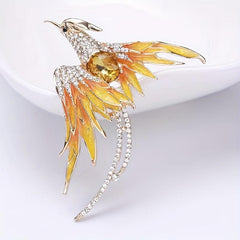 Phoenix Brooch For Men Rhinestone Phoenix Long Tail Pin