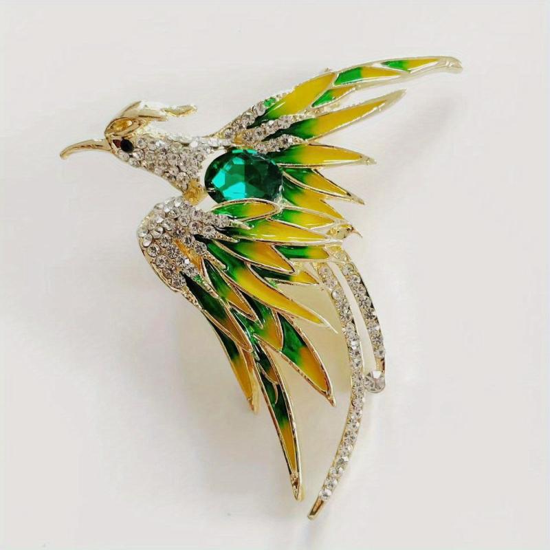 Phoenix Brooch For Men Rhinestone Phoenix Long Tail Pin
