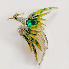 Phoenix Brooch For Men Rhinestone Phoenix Long Tail Pin