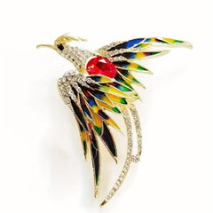 Phoenix Brooch For Men Rhinestone Phoenix Long Tail Pin