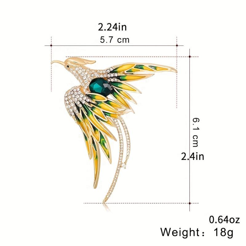 Phoenix Brooch For Men Rhinestone Phoenix Long Tail Pin