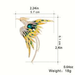Phoenix Brooch For Men Rhinestone Phoenix Long Tail Pin