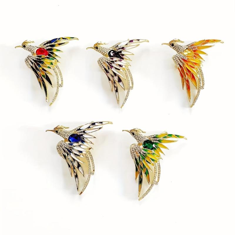 Phoenix Brooch For Men Rhinestone Phoenix Long Tail Pin