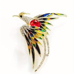Phoenix Brooch For Men Rhinestone Phoenix Long Tail Pin