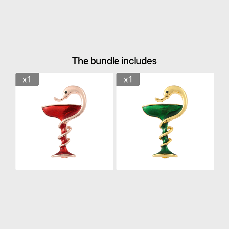 Snake Wine Cup Metal Drop Oil Brooch for Men
