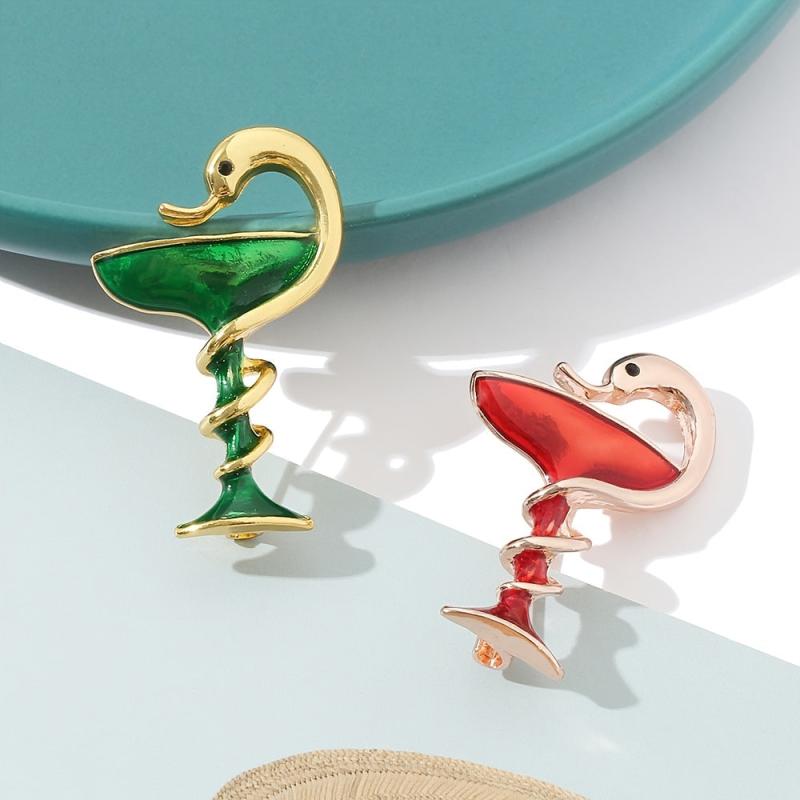 Snake Wine Cup Metal Drop Oil Brooch for Men