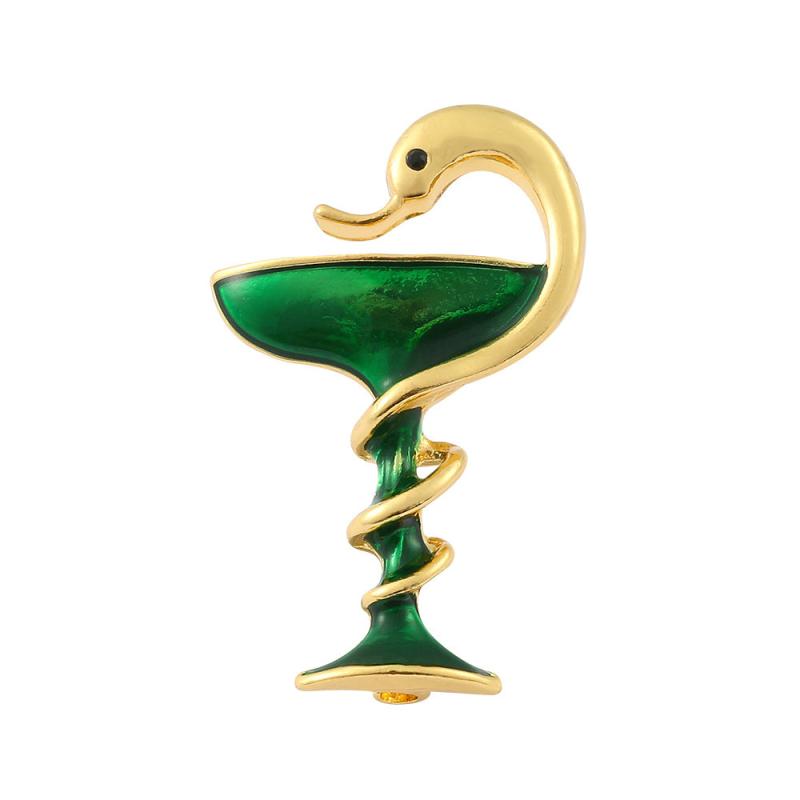 Snake Wine Cup Metal Drop Oil Brooch for Men