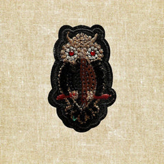 Dark Department Owl Iron-on Embroidery Fabric Stickers - DIY Decoration