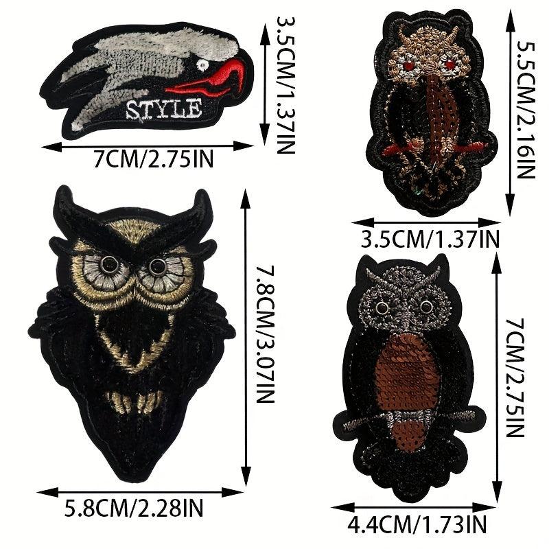 Dark Department Owl Iron-on Embroidery Fabric Stickers - DIY Decoration