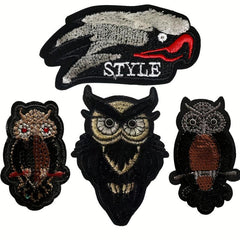 Dark Department Owl Iron-on Embroidery Fabric Stickers - DIY Decoration