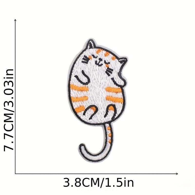 15pcs Cat Family Embroidery Patches For Men Computer Cartoon Kitten Ironing