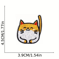 15pcs Cat Family Embroidery Patches For Men Computer Cartoon Kitten Ironing