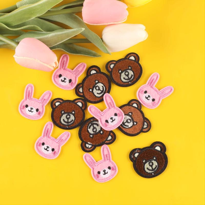 10pcs Bear & Rabbit Embroidery Patches DIY Clothes Accessories