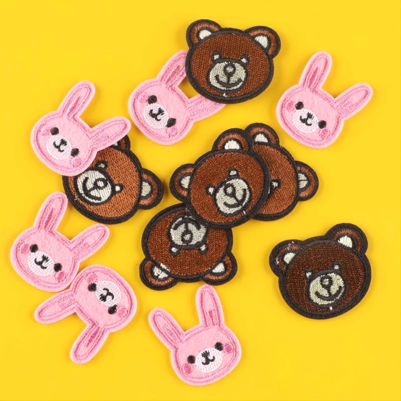 10pcs Bear & Rabbit Embroidery Patches DIY Clothes Accessories