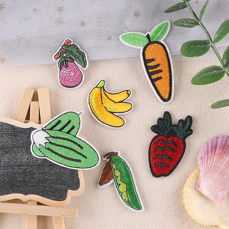 6pcs Cartoon Veggie Embroidery Patches for DIY Clothes Art