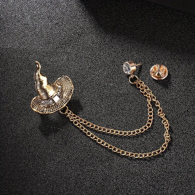 Vintage Men's Suit Brooch with Tassel Diamond Set