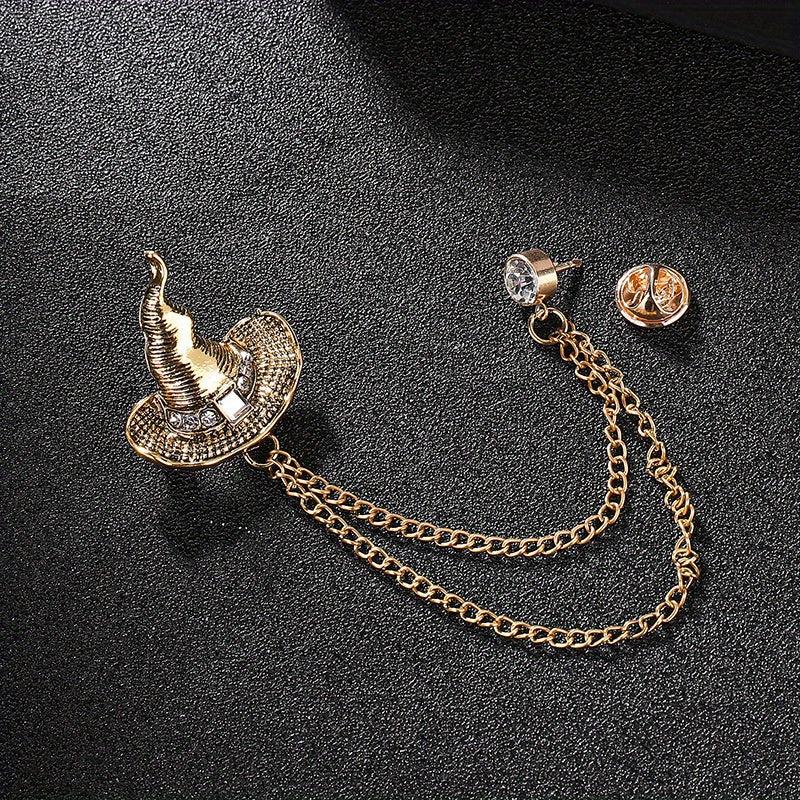 Vintage Men's Suit Brooch with Tassel Diamond Set