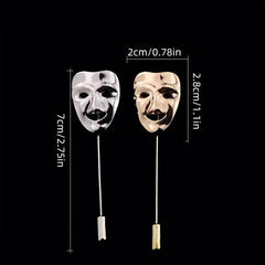 Men's Smiley Face Mask Brooch Suit Pin Accessory