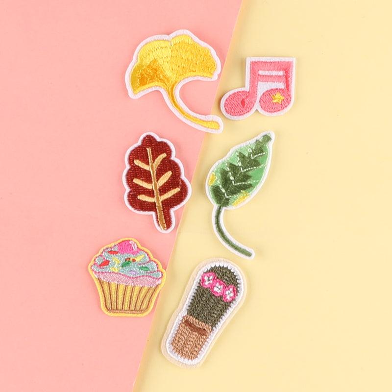 6pcs Cartoon Leaf Cake Embroidered Patches For Clothes Jeans