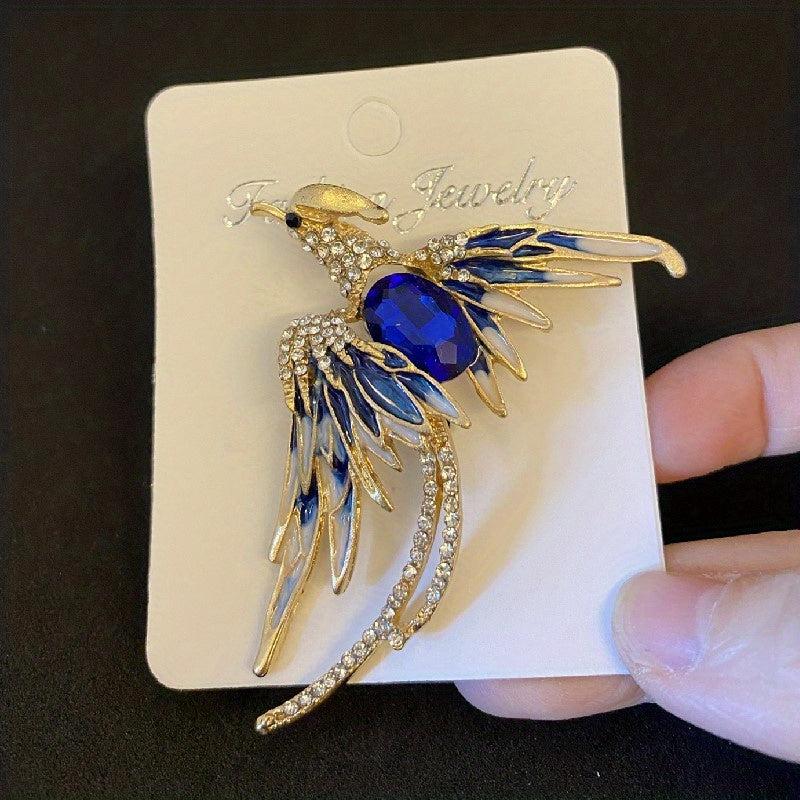 Crystal Phoenix Bird Brooch Enamel Flying Beauty Bird Brooch Pin