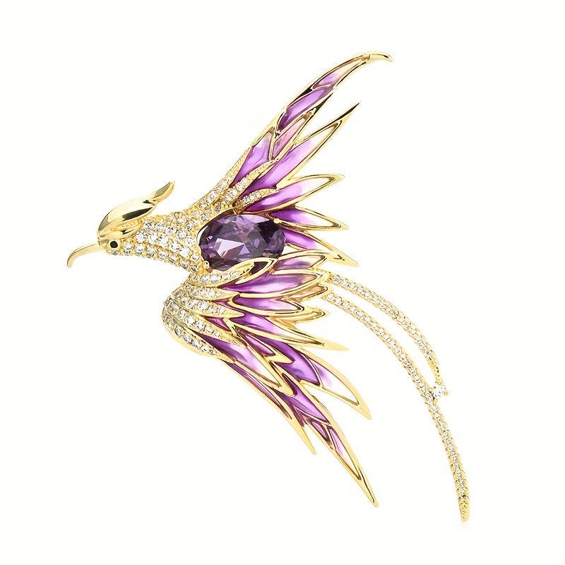 Crystal Phoenix Bird Brooch Enamel Flying Beauty Bird Brooch Pin