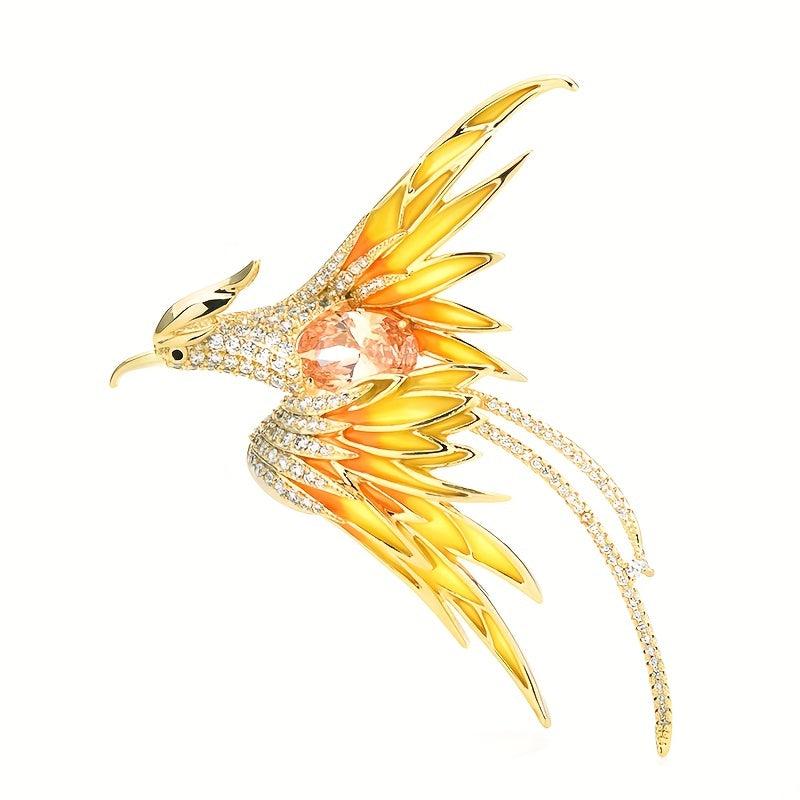Crystal Phoenix Bird Brooch Enamel Flying Beauty Bird Brooch Pin