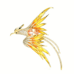 Crystal Phoenix Bird Brooch Enamel Flying Beauty Bird Brooch Pin
