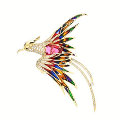 Crystal Phoenix Bird Brooch Enamel Flying Beauty Bird Brooch Pin