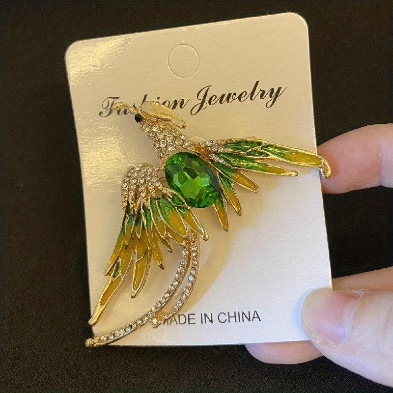 Crystal Phoenix Bird Brooch Enamel Flying Beauty Bird Brooch Pin