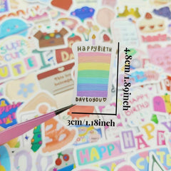 90pcs Cartoon Birthday Sticker Waterproof Stickers Pack DIY Party Decals