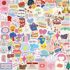 90pcs Cartoon Birthday Sticker Waterproof Stickers Pack DIY Party Decals