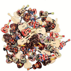 10pcs Colorful Guitar Shape Wood Buttons for Sewing